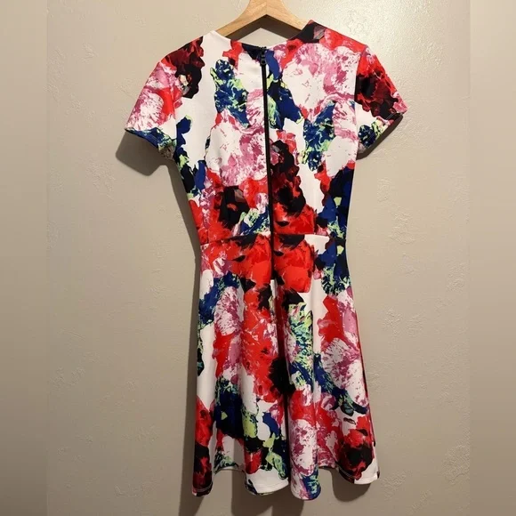 Milly Floral Print Fit and Flare Skater Dress Women’s Size 4, Colorful, Pockets - Picture 7 of 12